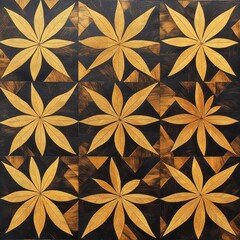 Fototapeta premium Artistic wooden mosaic patterns gallery display decorative art contemporary environment aerial view craftsmanship