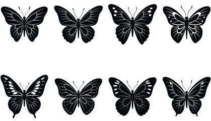 Butterflies silhouette vector collection on a white background