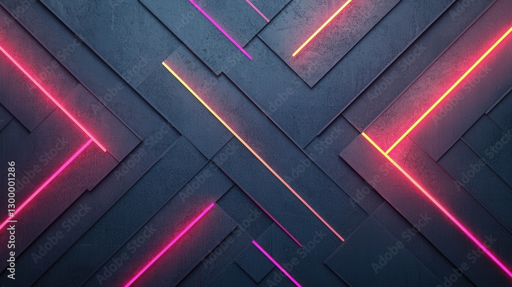 Poster abstract background with neon lines and textured geometric shapes