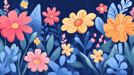 Vibrant Floral Fantasy: A Colorful Garden Bloom