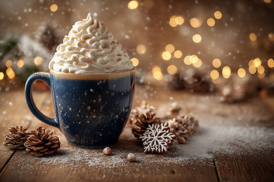 a cup of hot chocolate with whipped cream on top,