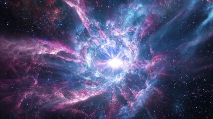 Vibrant Cosmic Explosion in Deep Space with Swirling Nebulae Colors