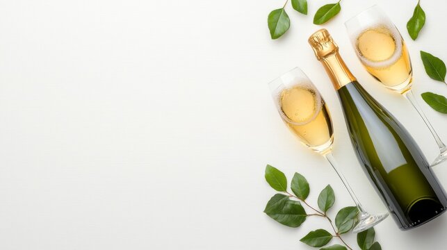 Celebrate with champagne and fresh greenery at a joyful gathering during a sunny afternoon