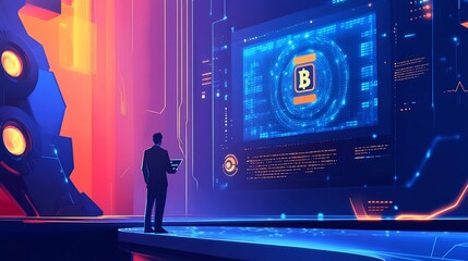 Fototapeta premium Analyzing Bitcoin trends in a futuristic digital financial environment