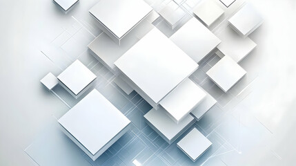 Abstract background of white cubes and geometric lines, perfect for technology, design, or corporate presentations.