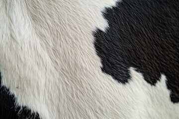Close up view of black and white animal fur texture