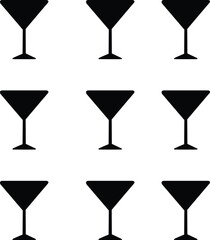 set of silhouette cocktail glasses vector 