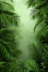 Fototapeta premium Misty Jungle Path Through Dense Foliage