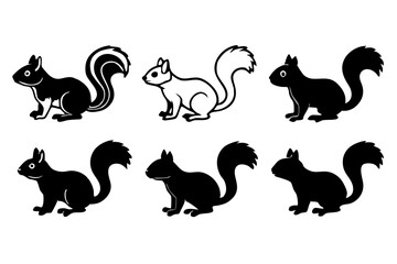 set of Squirrel Silhouette vector illustration