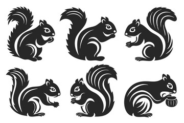 Obraz premium set of Squirrel Silhouette vector illustration
