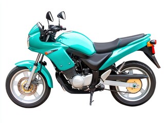 Mint Green Motorcycle Isolated on White Background