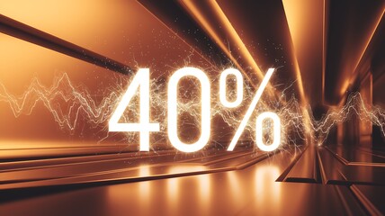 Golden Percentage: A vibrant image showcases the bold figure "40%" with a dynamic energy effect set against an abstract gold metallic background.
