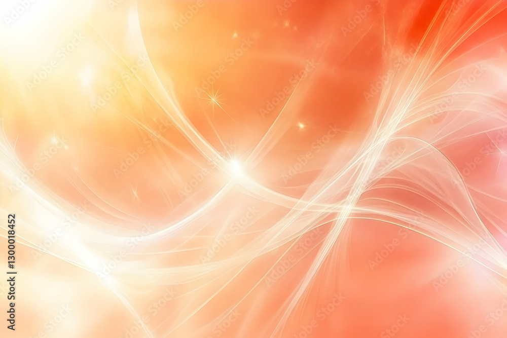 Poster abstract background with flowing, luminous, peach and white lines creating a dreamy, ethereal effect