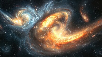 Obraz premium Colorful Swirls of Cosmic Gas in Deep Space with Stars and Galaxies