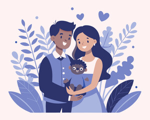 Children Adoption Couple Black Child Vector