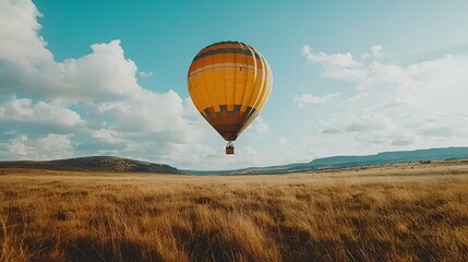 Obraz premium Hot air balloon over golden savanna landscape