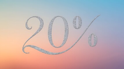 Twenty Percent Discount: Elegant silver "20%" text, set against a blurred gradient background, announces an exclusive offer and sparks curiosity.
