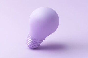 A pastel purple lightbulb rests on a matching background, showcasing a minimalist design.