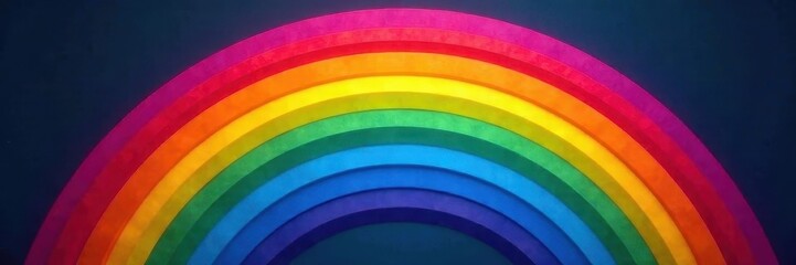 Fototapeta premium Vibrant rainbow arc, colorful spectrum stripes , bright, weather