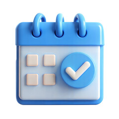 3D Calendar with Checkmark or Checklist Icon 