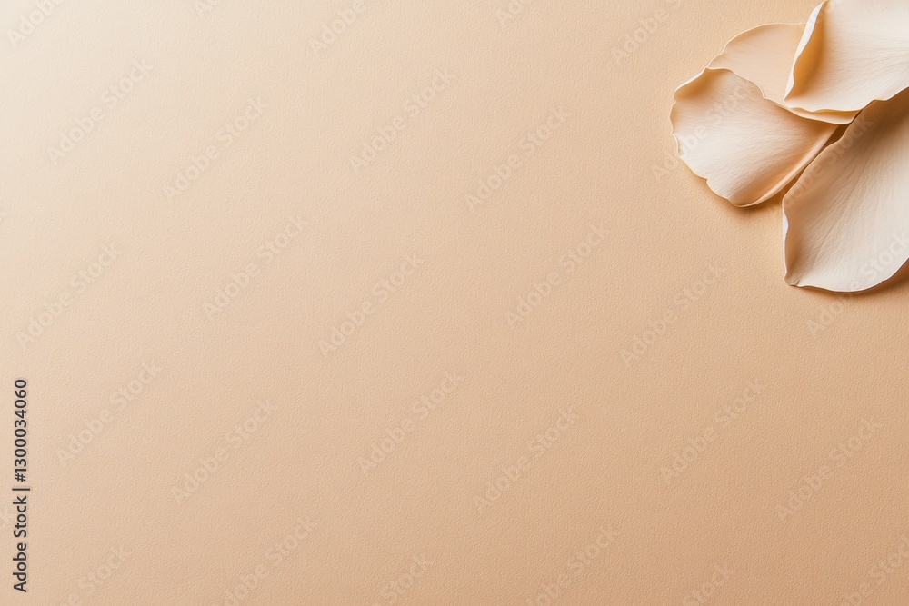 Aufkleber a soft-lit close-up of a single flower petal resting flat on a beige background, highlighting its de