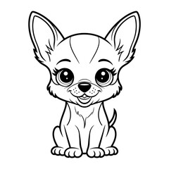 Obraz premium Cute Chihuahua Puppy Black and White Vector Illustration
