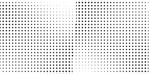 Halftone gradient. Dotted gradient, smooth dots spraying and halftones dot background seamless horizontal geometric pattern