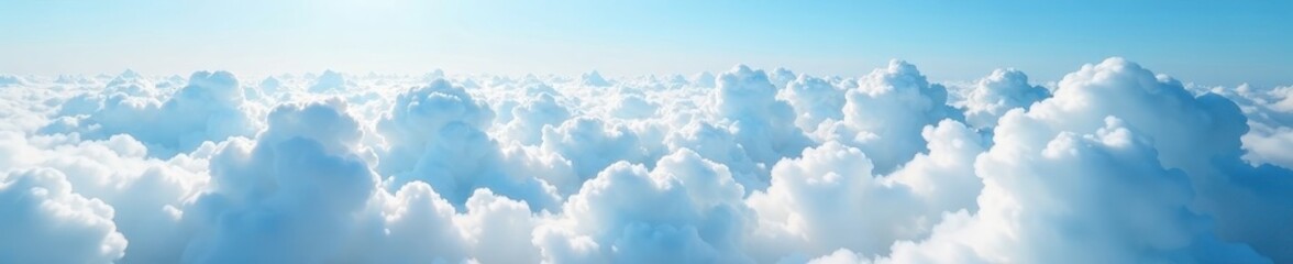 Vast expanse of fluffy white clouds from high altitude , stratus, cloud formations