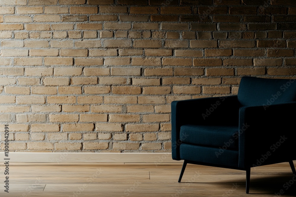 Aufkleber close-up view of a weathered brick wall with exposed surfaces serves as a backdrop for a dark armcha