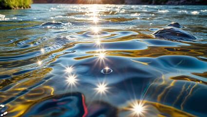 High-Detail Macro Photography of a Water Droplet Creating Ripples