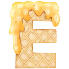 hand drawn watercolor letter e