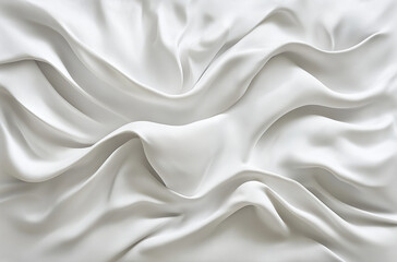 Obraz premium Soft White Textured Fabric Close-Up – Elegant Silky Material with Flowing Folds and Creases Creating Depth and Sophistication for Luxurious Interior and Fashion Design Inspiration