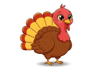 Naklejka premium Adorable Cartoon Turkey Thanksgiving Illustration Design