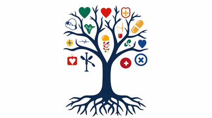Naklejka premium Health Tree Concept with Icons for Medical and Wellness Themes