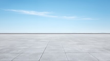Vast Expansive Landscape with Blue Sky and Light Grey Concrete Ground