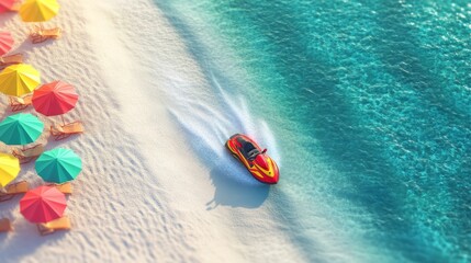 Obraz premium Jet ski adventure sunny beach travel experience vibrant environment scenic view thrilling water sports