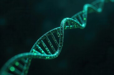 Digital representation of dna strand with glowing double helix effect