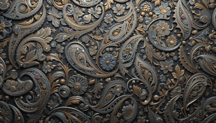 Metal background. Pattern for wallpapers, covers, wall decorations. Oil paint