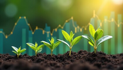 Analyzing growth trends in dividend investments using visual reports. Plant development, financial metrics data. Opportunity tracking, performance indicator of eco sustainability agriculture