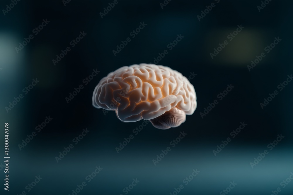 Poster Neuron connections radiate with vibrant blue light, showcasing the intricate complexity of the human brain, enhanced by a dark gradient backdrop creating depth