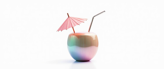 coconut drink with straw and umbrella 
