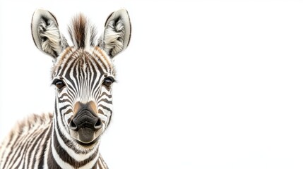 Fototapeta premium Curious baby zebra sniffing the air savanna wildlife photography natural habitat close-up exploration