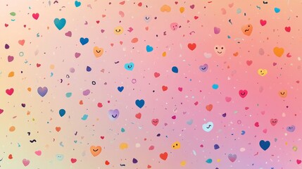 Emoji scattered background digital space graphic design online environment creative viewpoint fun concept