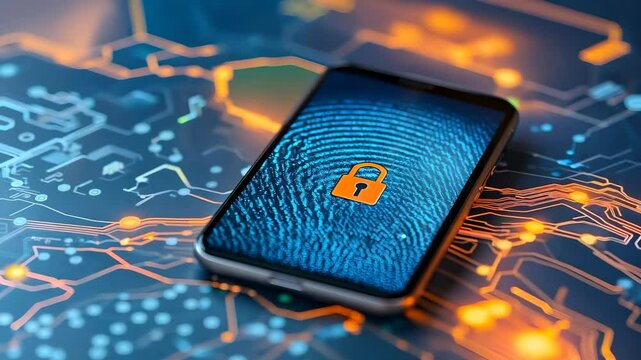 Smartphone with Fingerprint Lock on Digital Circuit Board