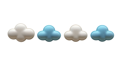 Cute floating cloud pillows with a minimalist design, soothing pastel tones, and fluffy textures for a cozy children's bedroom