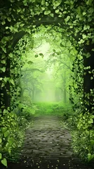 Schapenvacht deken Enchanted Forest Path: A Green Leafy Tunnel of Light © Toni