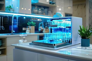 Compact countertop dishwasher ideal for small spaces, modern and efficient