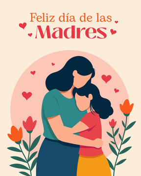Hija y mama festejando el d&iacute;a de la madre con un abrazo