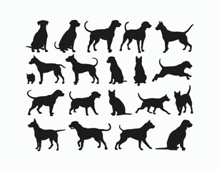 Dog and Cat Silhouette Set EPS Vector Illustration