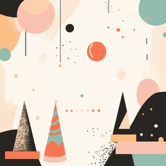 Abstract colorful shapes and festive patterns in artistic composition